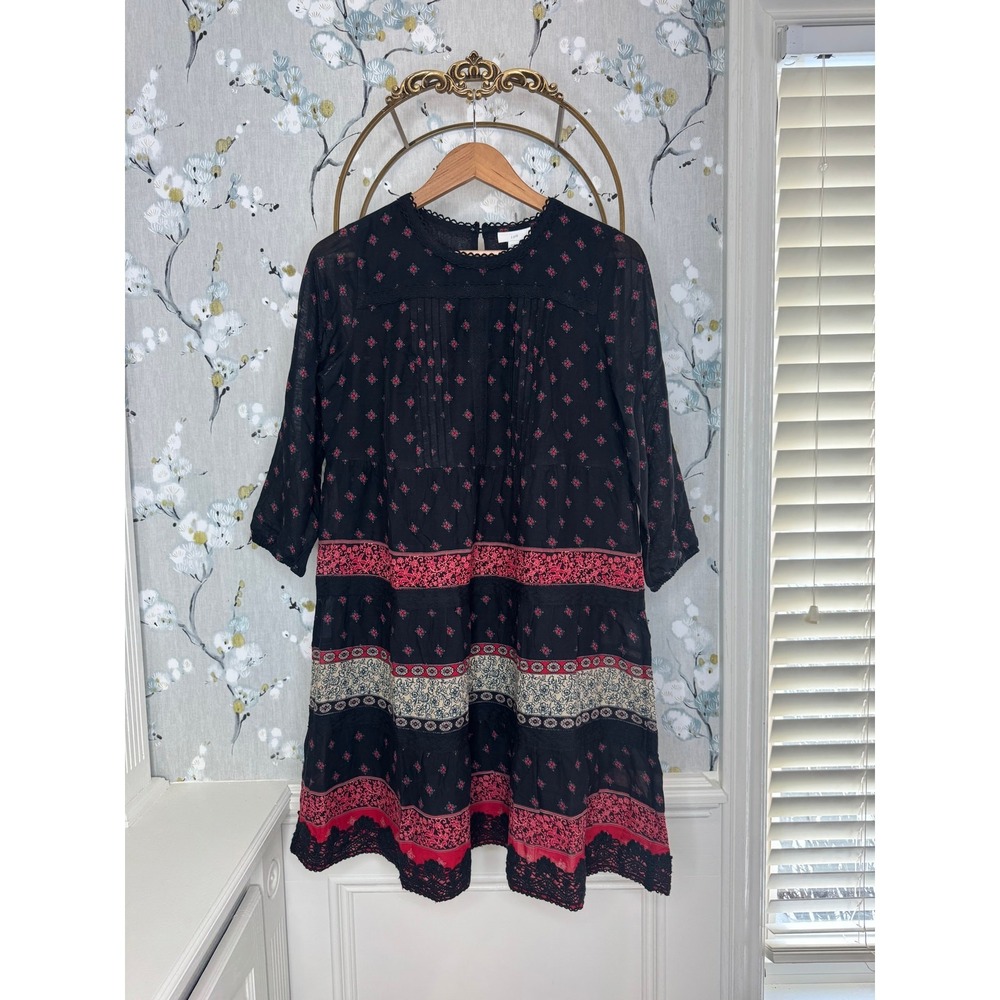 J Jill Black and Red Pattern Boho Dress - Size XS - NWT